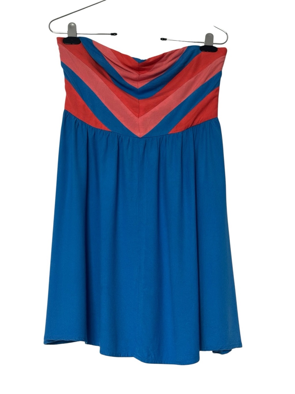 Urban Outfitters 2010’s Cooperative Chevron Strapless Skater Mini Dress Blue